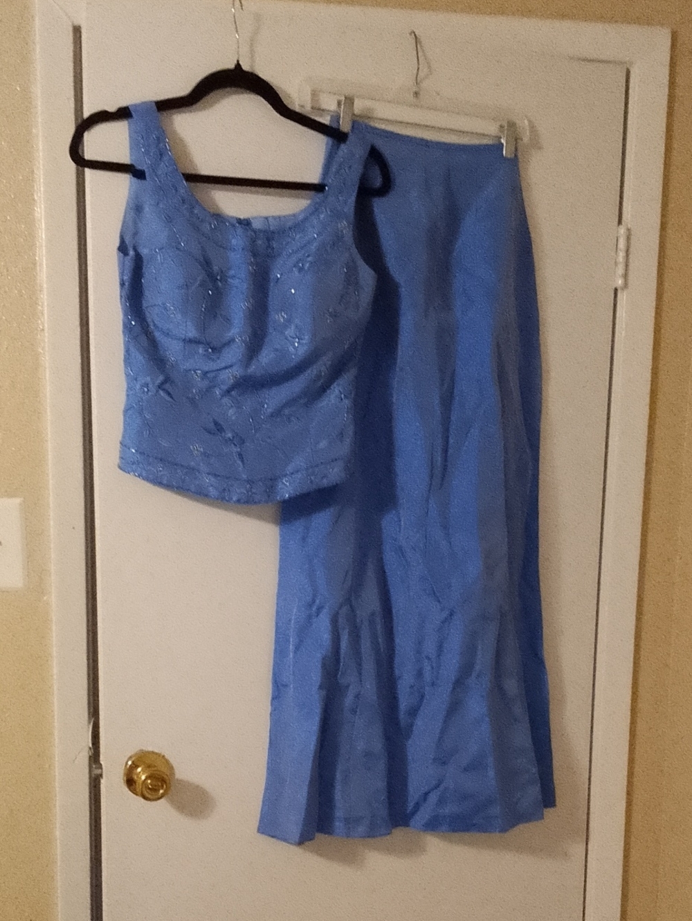Beaded Light Blue Maxi Skirt - Women's
